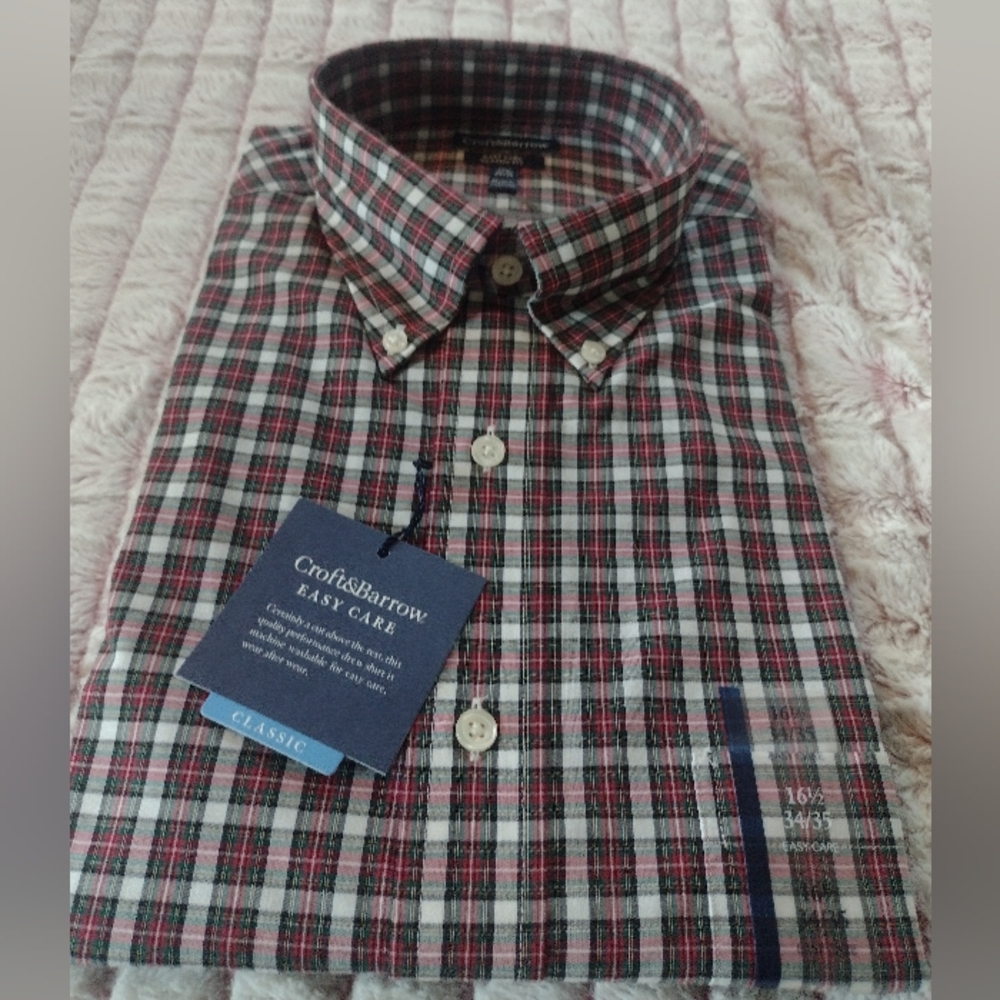 NWT Croft & Barrow Men's Easy Care Classic Fit Button Up Shirt - Picture 3 of 8